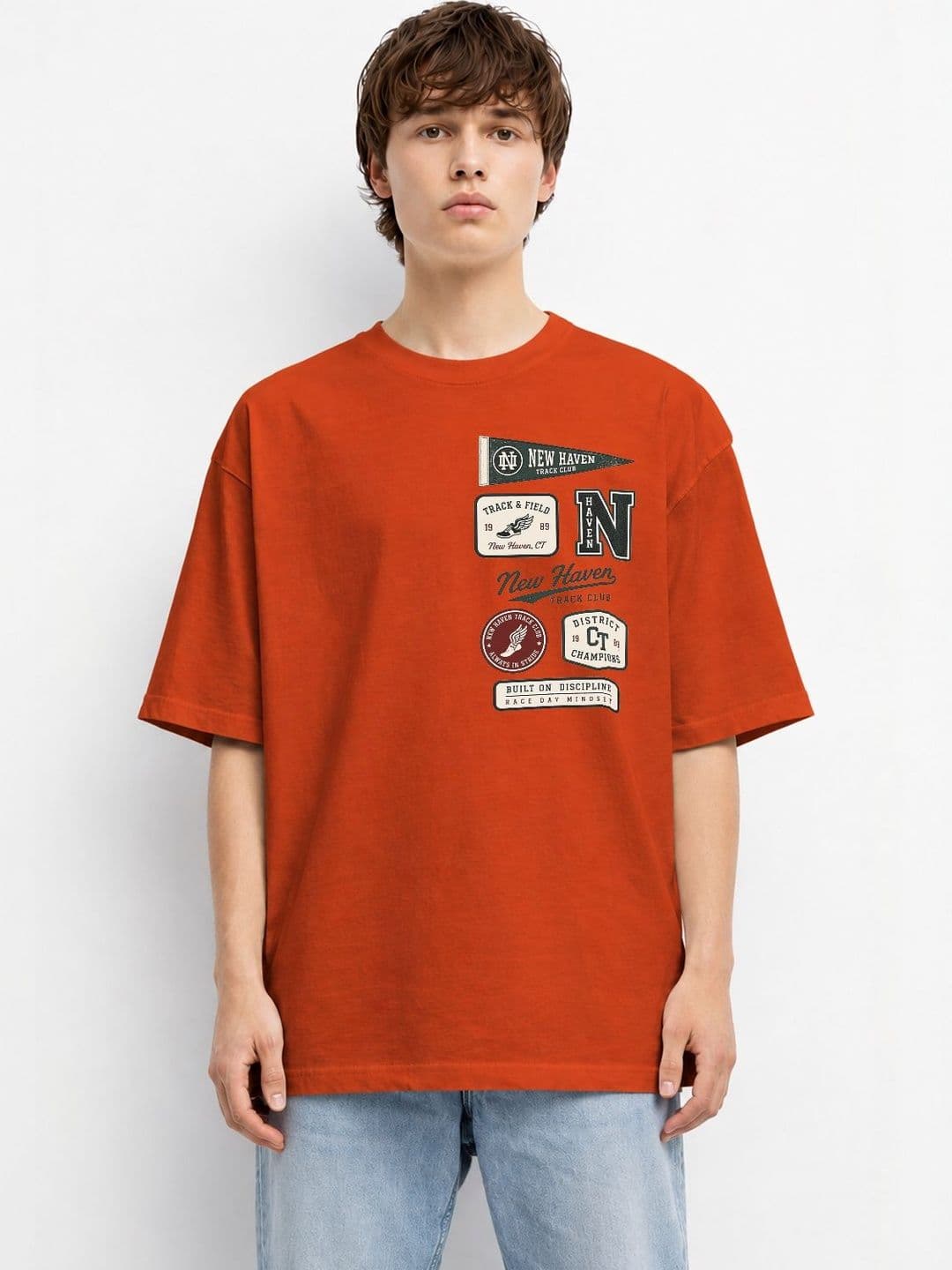 The Roadster Lifestyle Co Printed Cotton Round Neck Oversized Tshirts - view 1