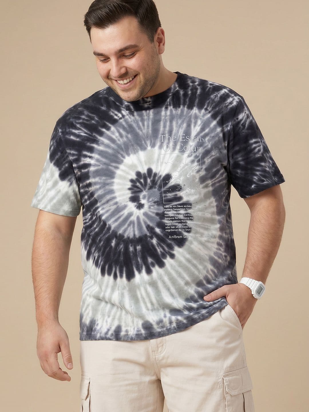 Sztori Plus Size Relaxed Fit Dyed Effect Pure Cotton T-Shirt - view 1