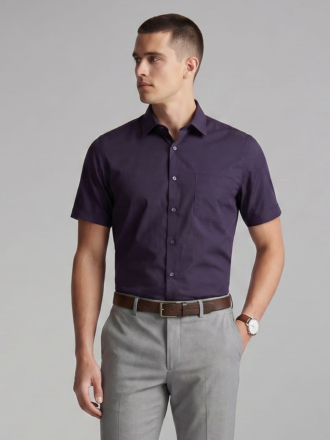 Louis Philippe Textured Pure Cotton Formal Shirt - view 1
