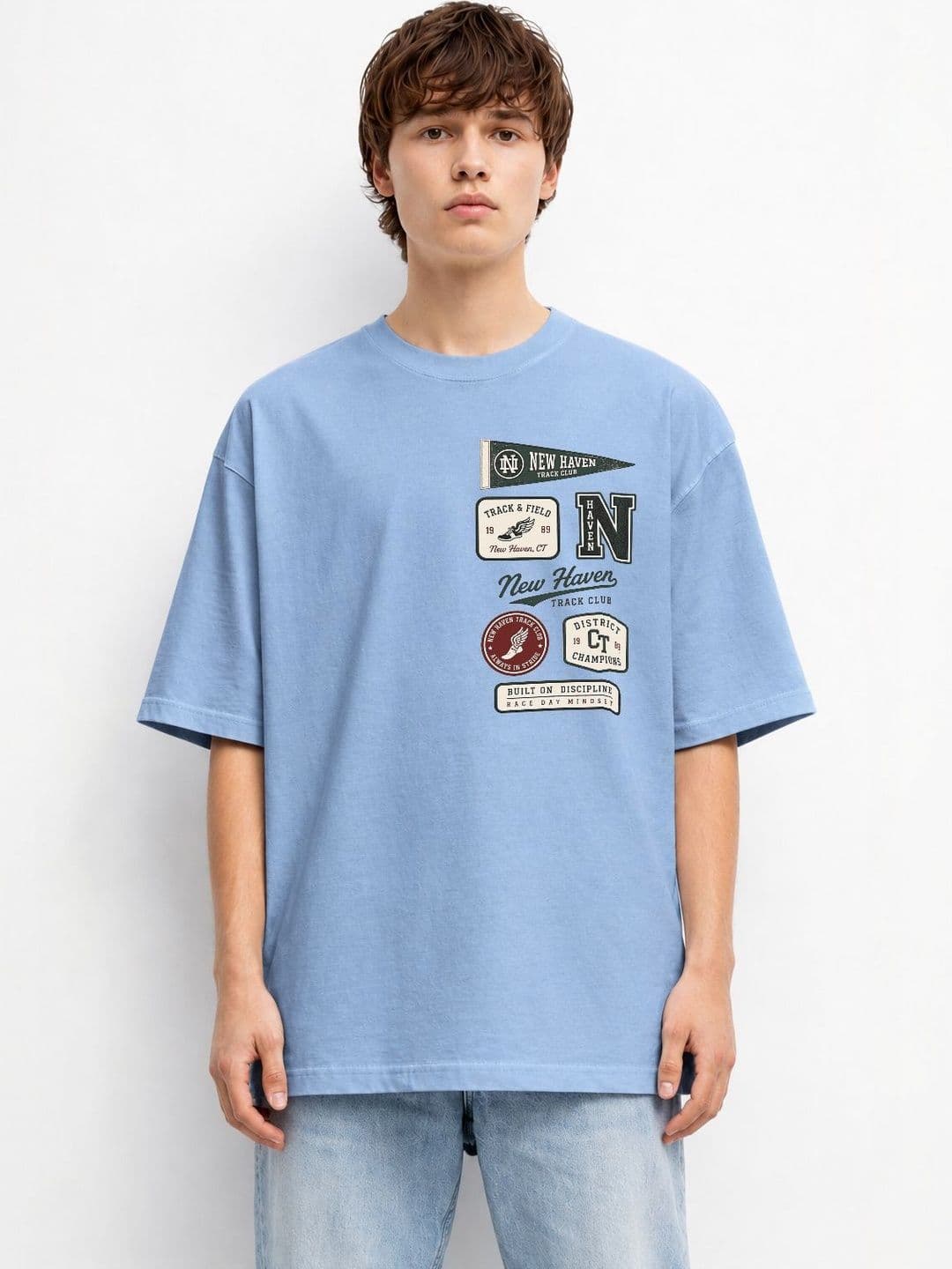 The Roadster Lifestyle Co Printed Cotton Round Neck Oversized Tshirts - view 1