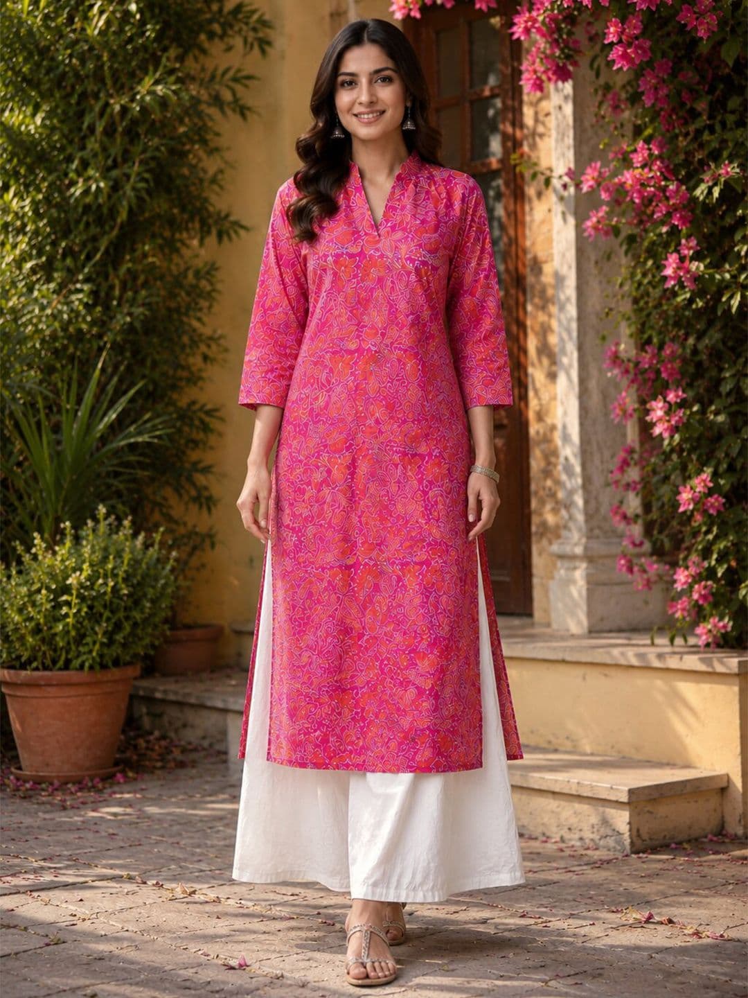 FABZARI Ethnic Motifs Printed V-Neck Kurti - view 1