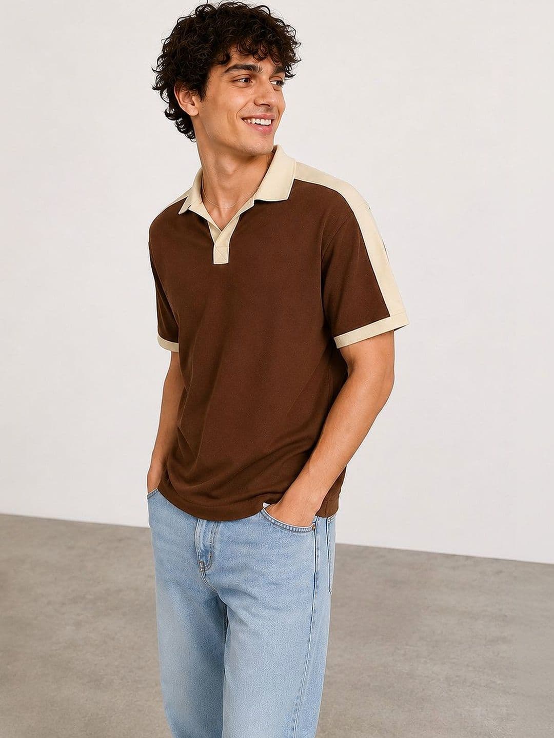 Mast & Harbour Men Colourblocked Polo Collar T-shirt - view 1