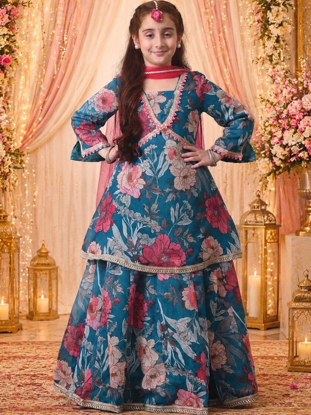 House of Pataudi Girls Printed Ready to Wear Lehenga & Blouse With Dupatta - view 1