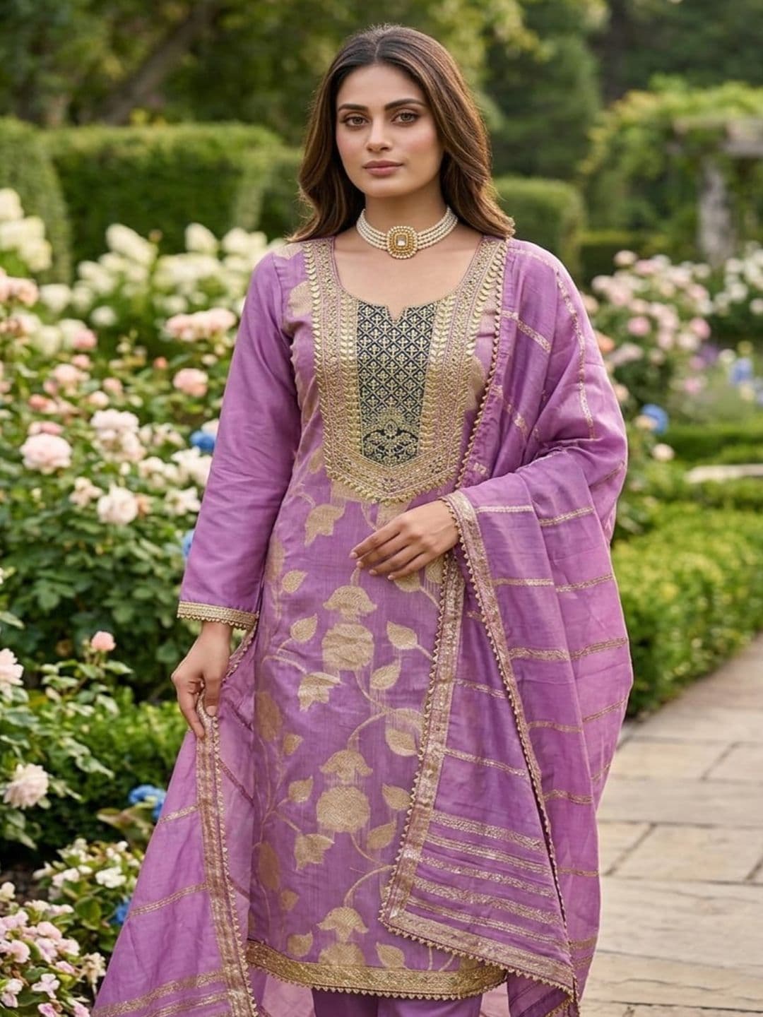 F 13 STUDIO Embroidered Unstitched Dress Material - view 1