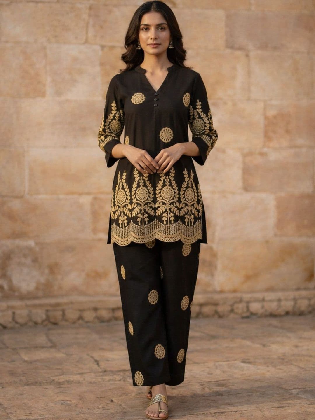 Sun Fashion And Lifestyle Embroidered Tunic with Trousers - view 1