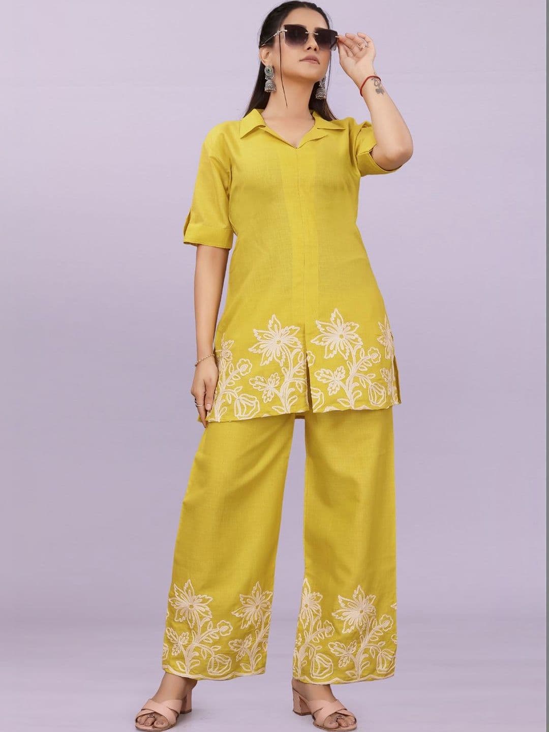 satyamfab Bohemian Embroidered Shirt with Palazzos - view 1