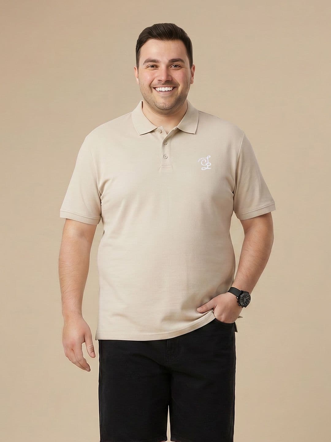 Sztori Plus Size Polo Collar Pure Cotton T-Shirt - view 1