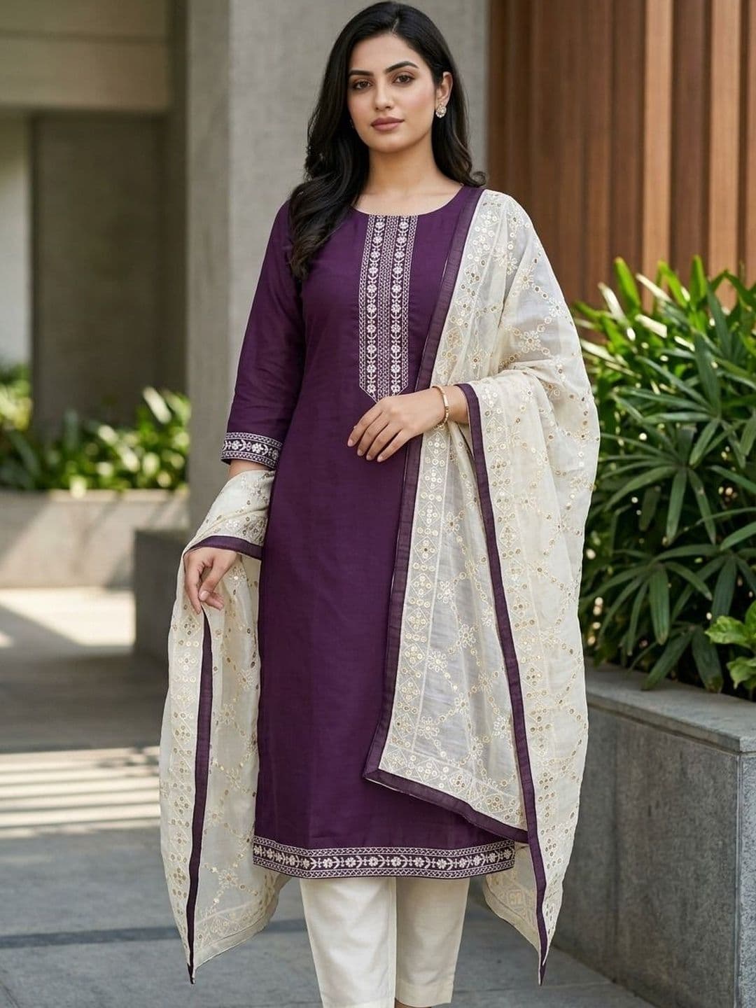 HMP Fashion Embroidered Unstitched Dress Material - view 1