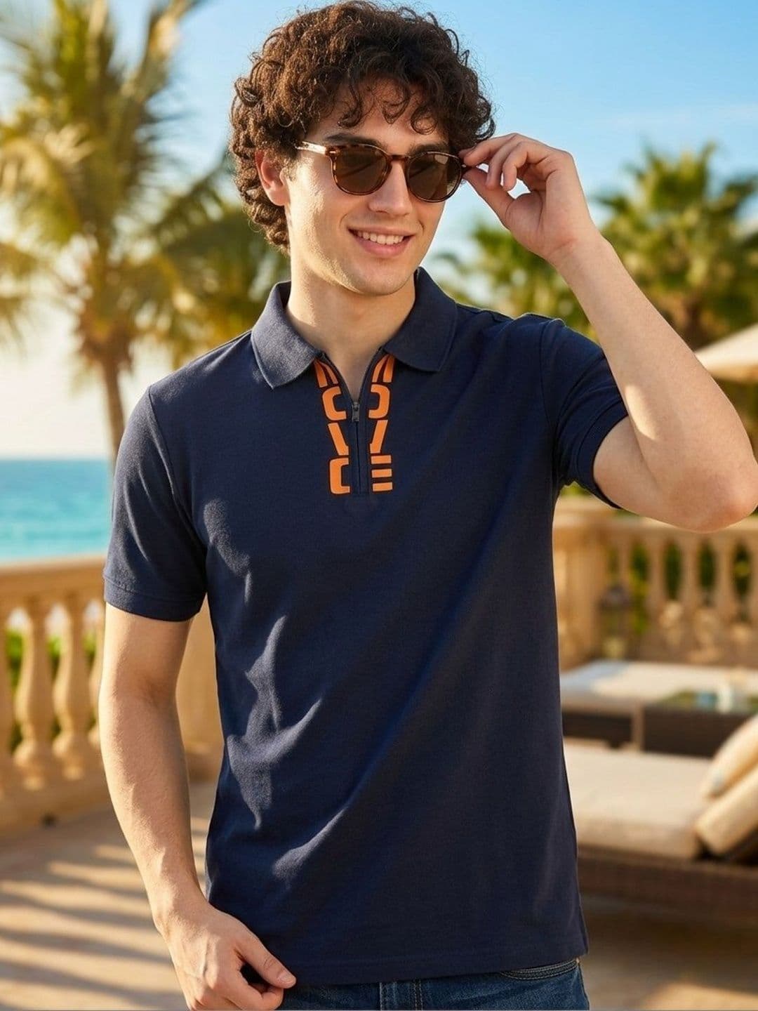 HERE&NOW Men Typography Printed Polo Collar Antimicrobial T-shirt - view 1