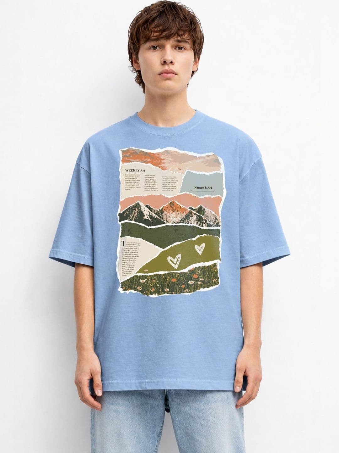 The Roadster Lifestyle Co Printed Cotton Round Neck Oversized Tshirts - view 1