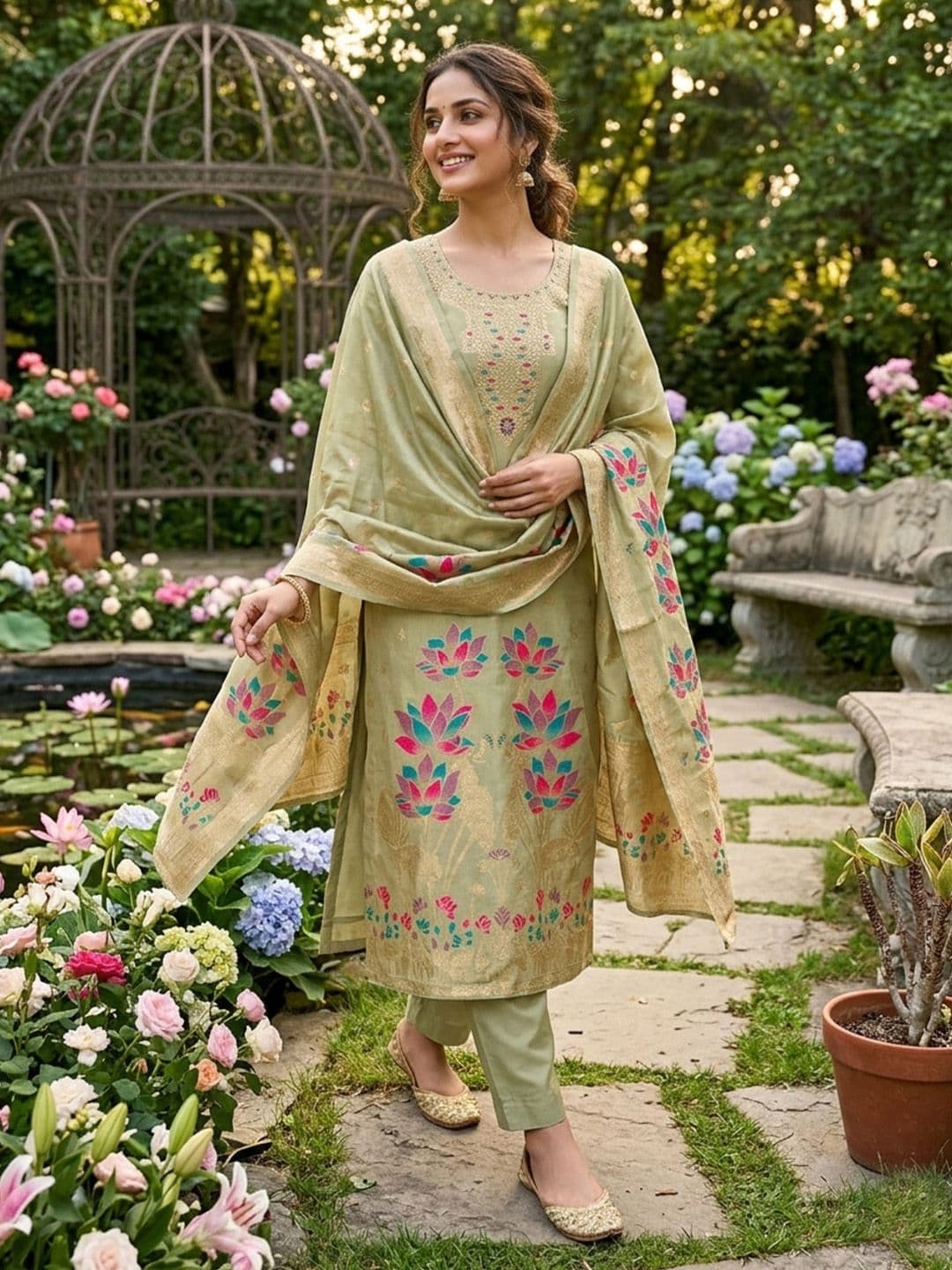 F 13 STUDIO Embroidered Unstitched Dress Material - view 1