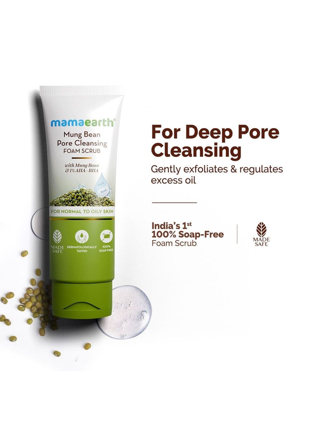 Mamaearth Mung Bean Pore Cleansing Foam Scrub - 100 g - view 1