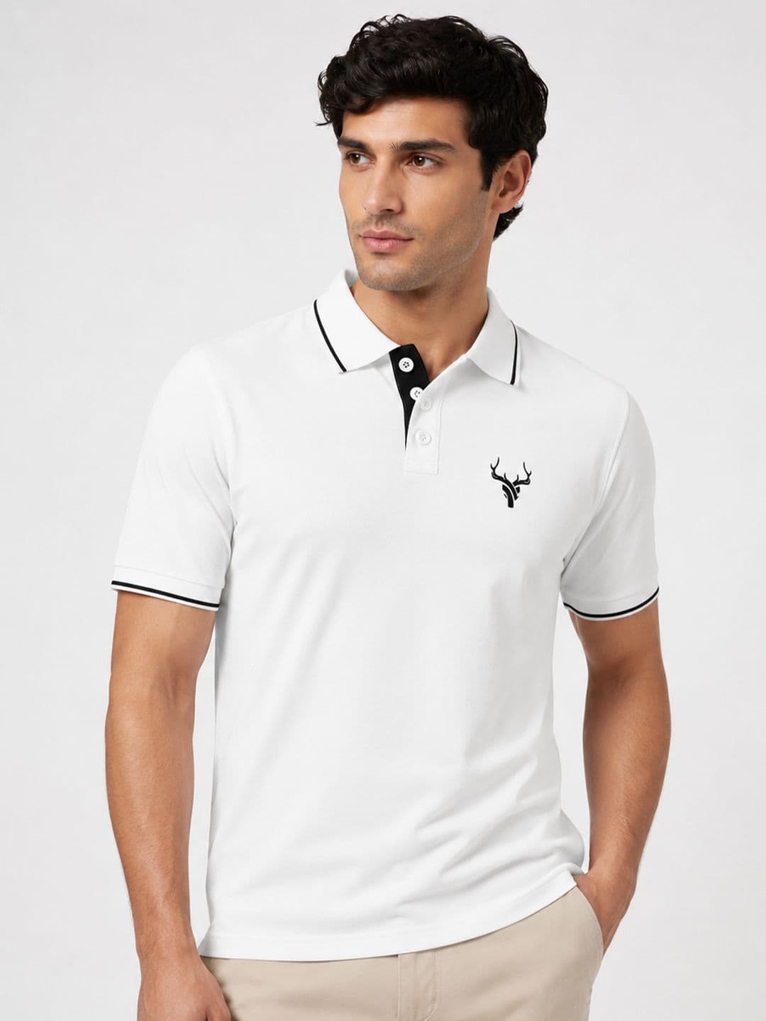 Warrior World Men Cotton Printed Polo Collar T-shirt - view 1