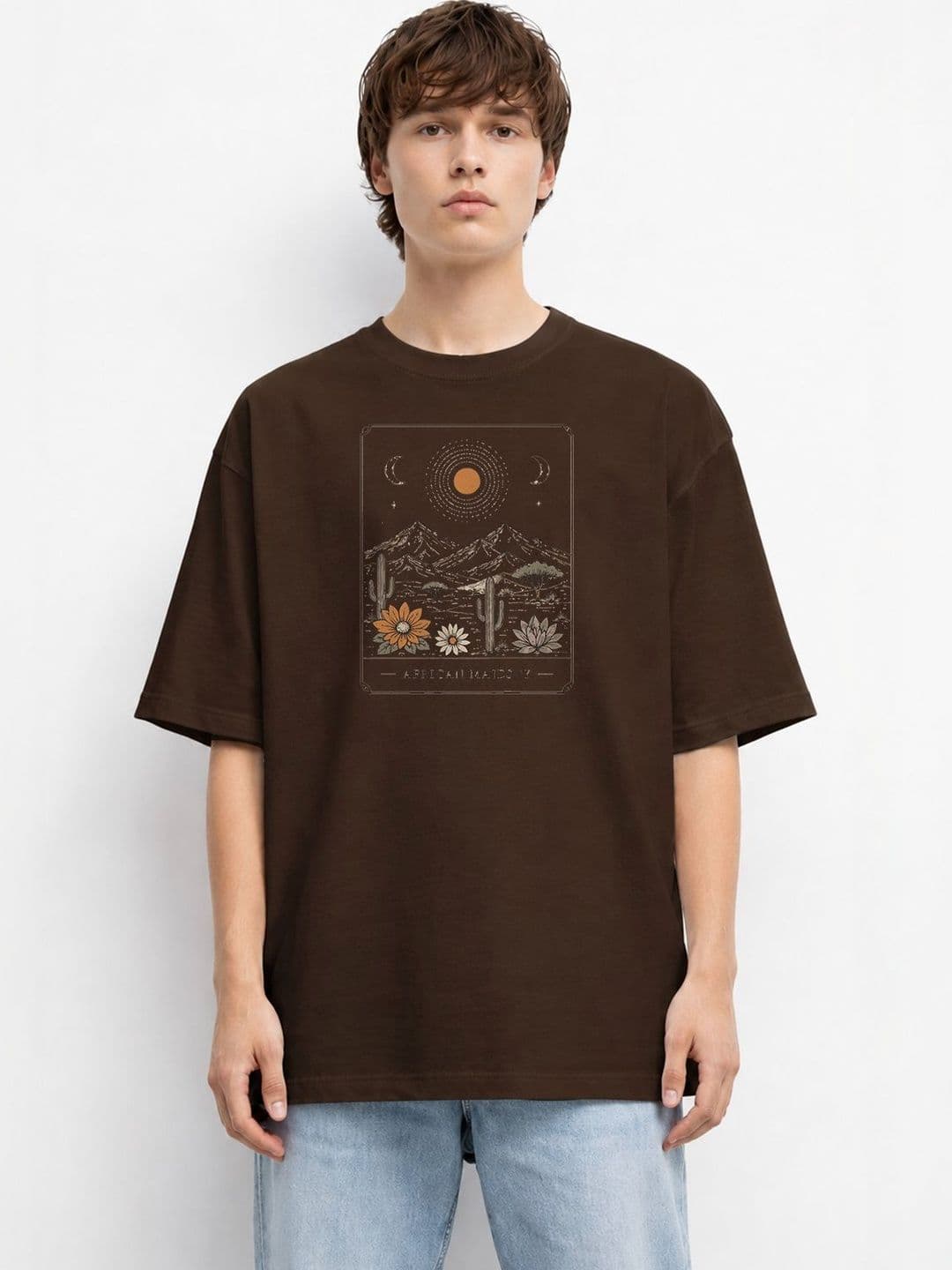 The Roadster Lifestyle Co Printed Cotton Round Neck Oversized Tshirts - view 1
