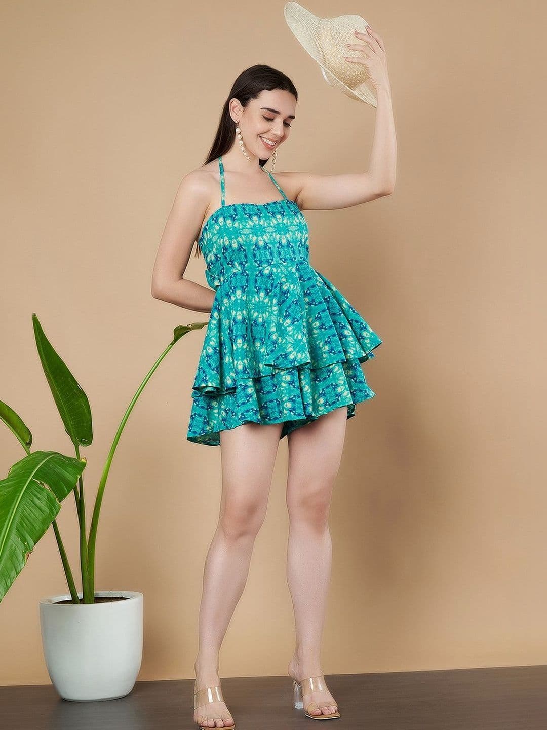Sangria Printed with Ruffles Jumpsuit - view 1