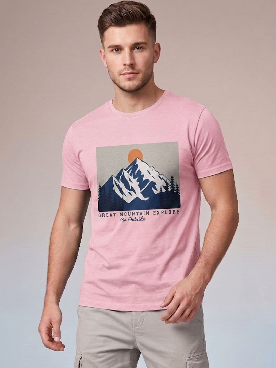 The Roadster Lifestyle Co Printed Pure Cotton Round Neck Tshirts - view 1