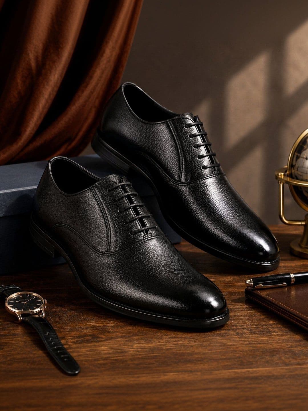 Provogue Men Textured Leather Pointed Toe Lace-Ups Leather Formal Oxfords - view 1