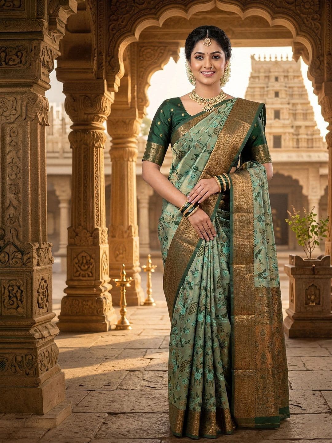Moda Rapido Woven Design Zari Handloom Kanjeevaram Saree - view 1