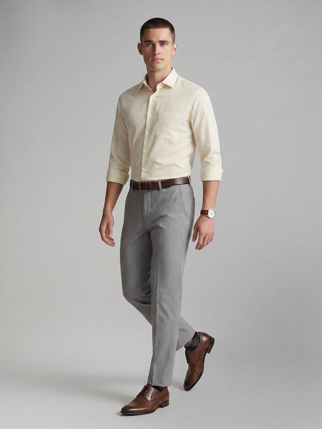 Louis Philippe Spread Collar Pure Cotton Formal Shirt - view 1