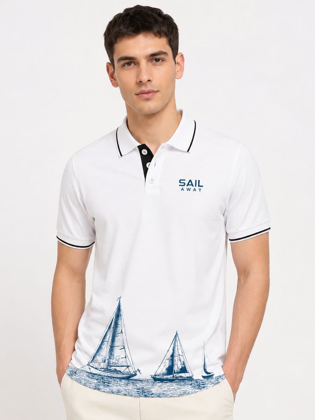 Warrior World Men Printed Polo Collar T-shirt - view 1