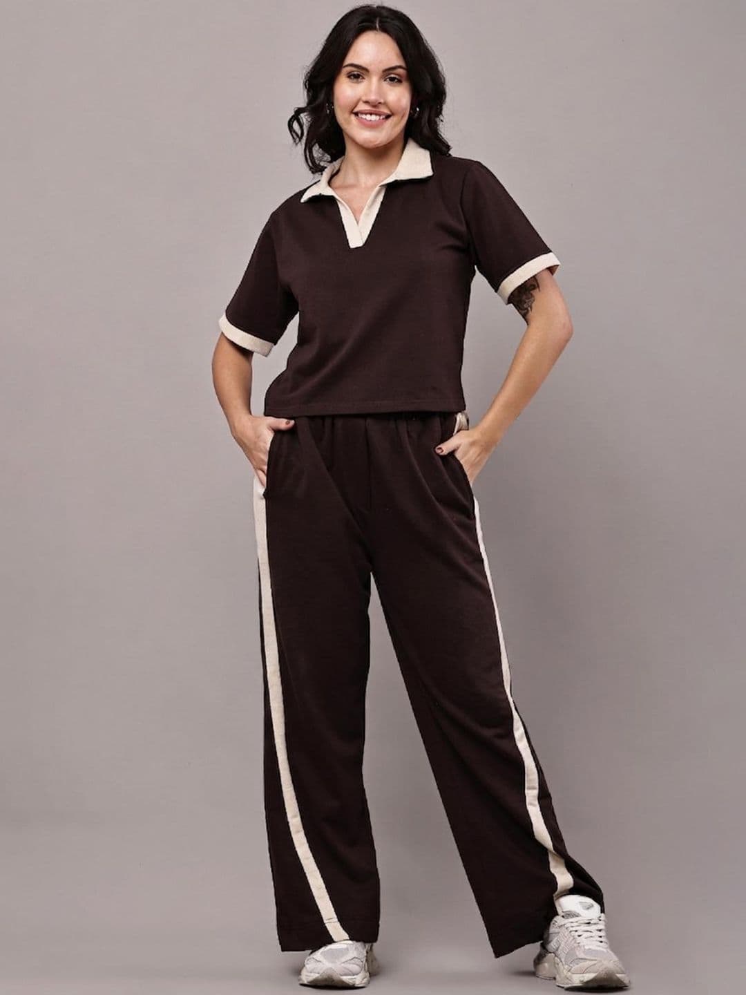 BAESD Women Colourblocked T-shirt with Trousers - view 1