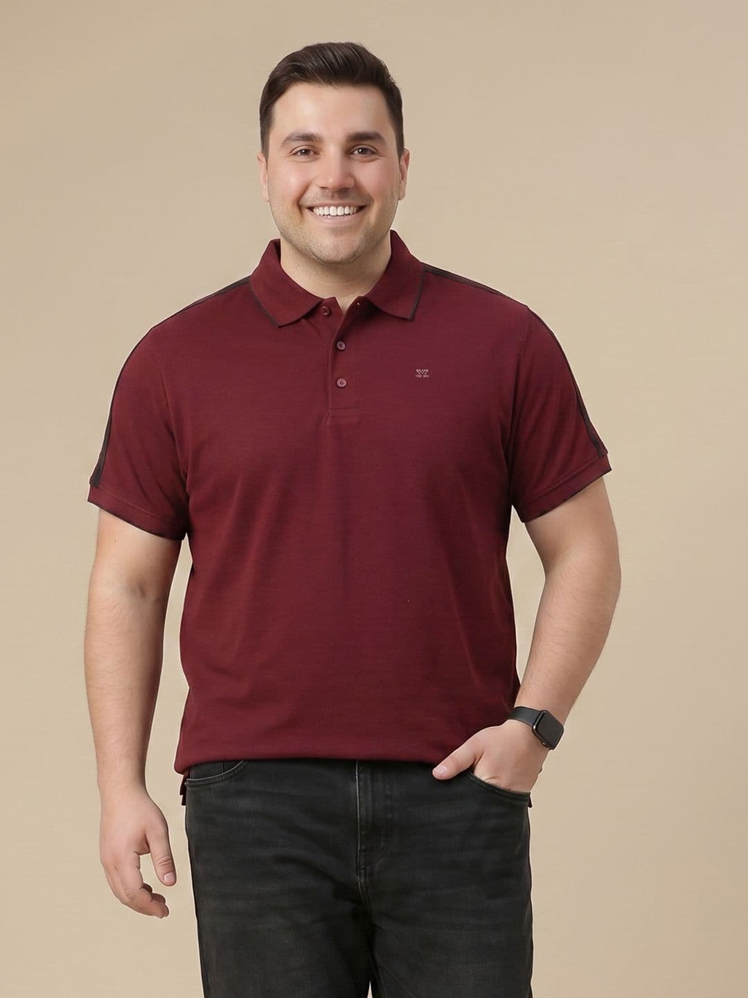 Sztori Men Brand Logo Colourblocked Polo Collar Pure Cotton T-shirt - view 1