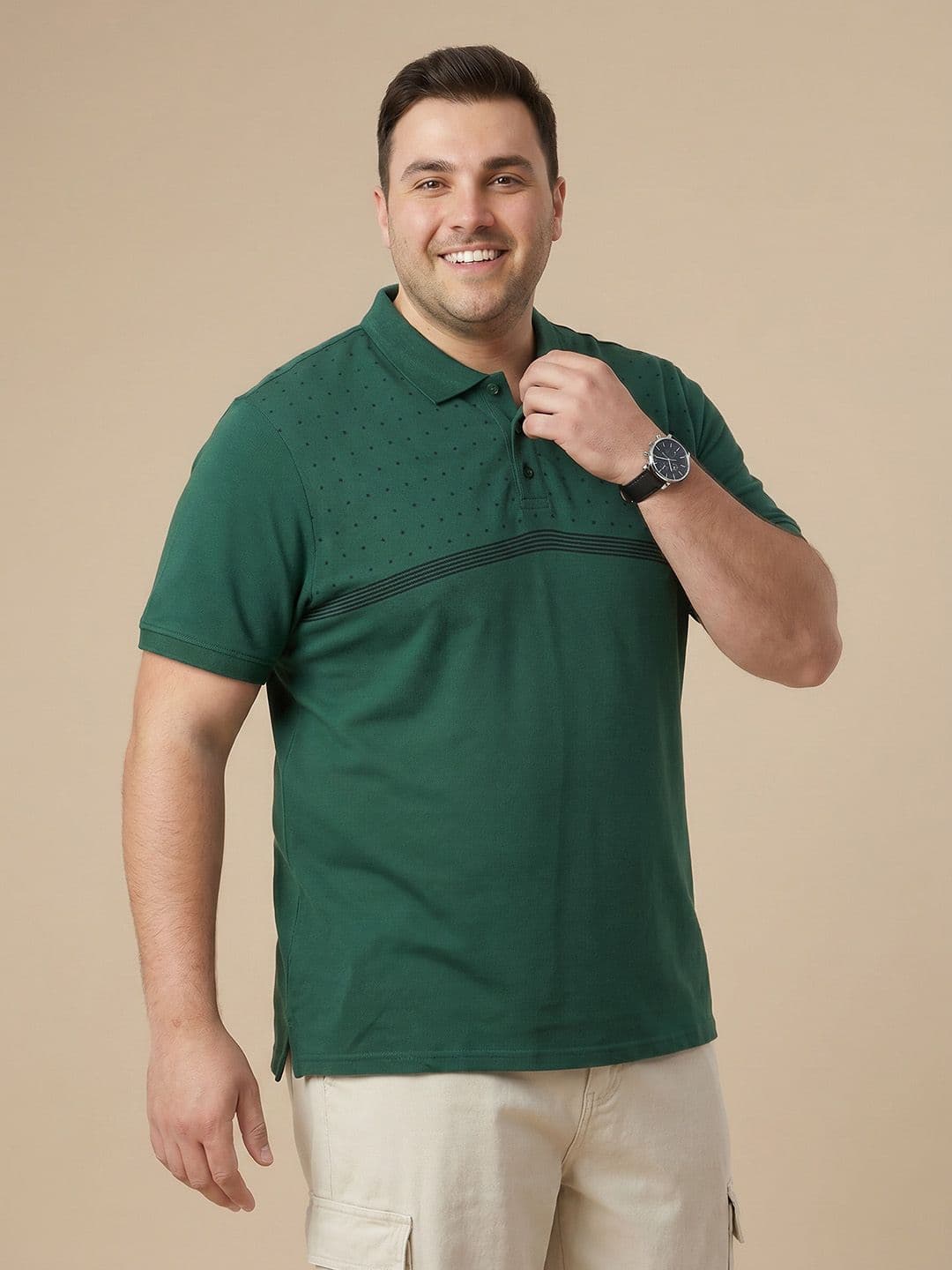 Sztori Plus Size Polo Collar Pure Cotton T-Shirt - view 1