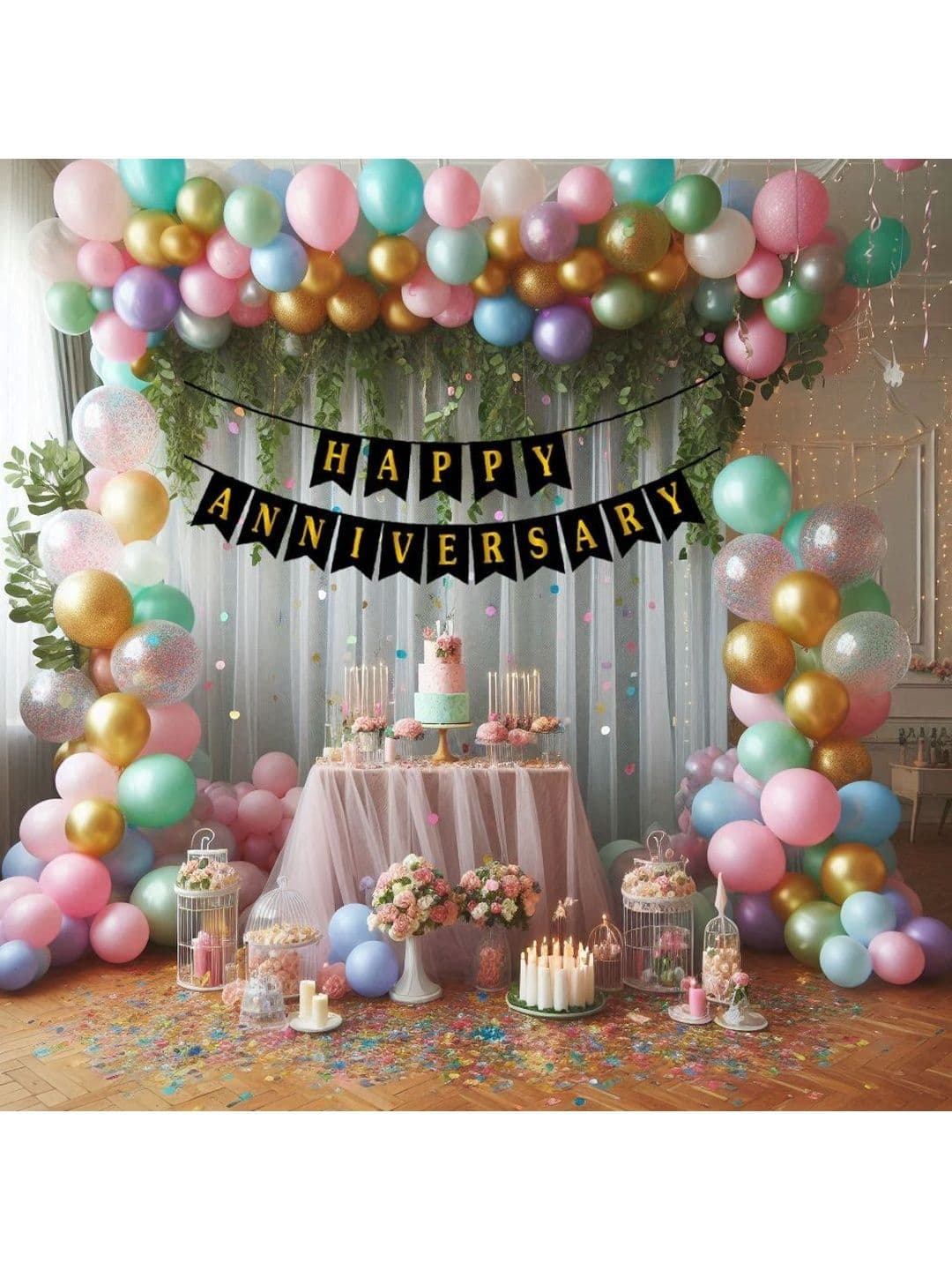 SKYWINS 59Pcs Green & Black Printed Anniversary Decor - view 1
