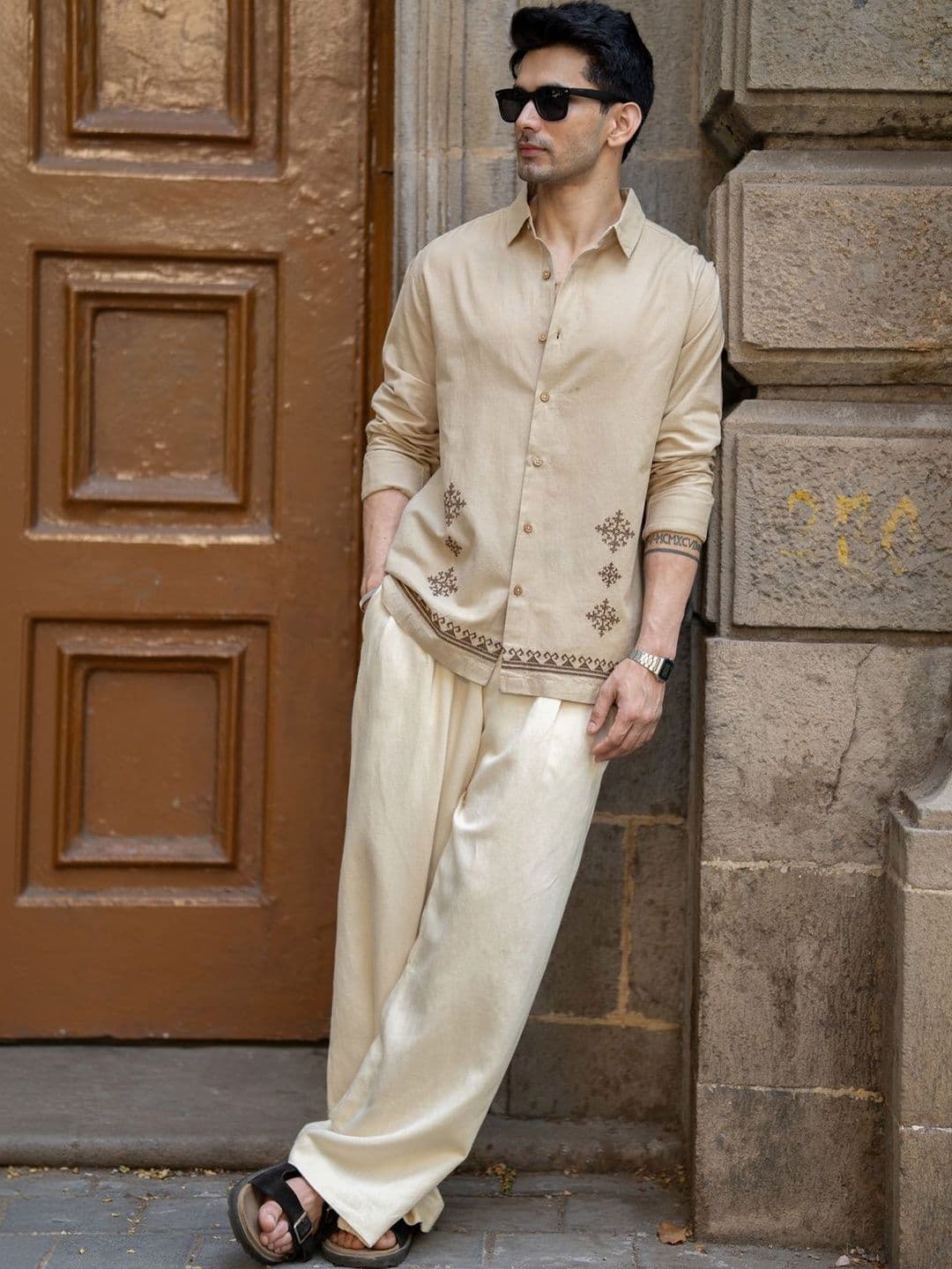 Powerlook Embroidered Spread Collar Casual Shirt - view 1