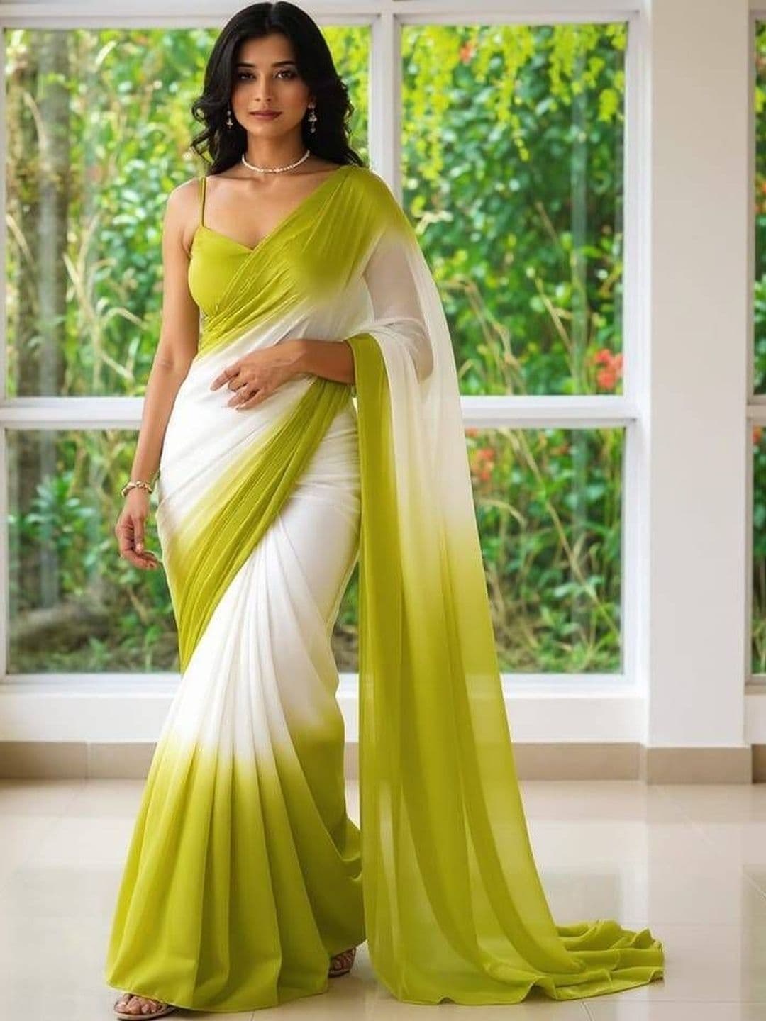 Moda Rapido Ombre Pure Georgette Fusion Saree - view 1
