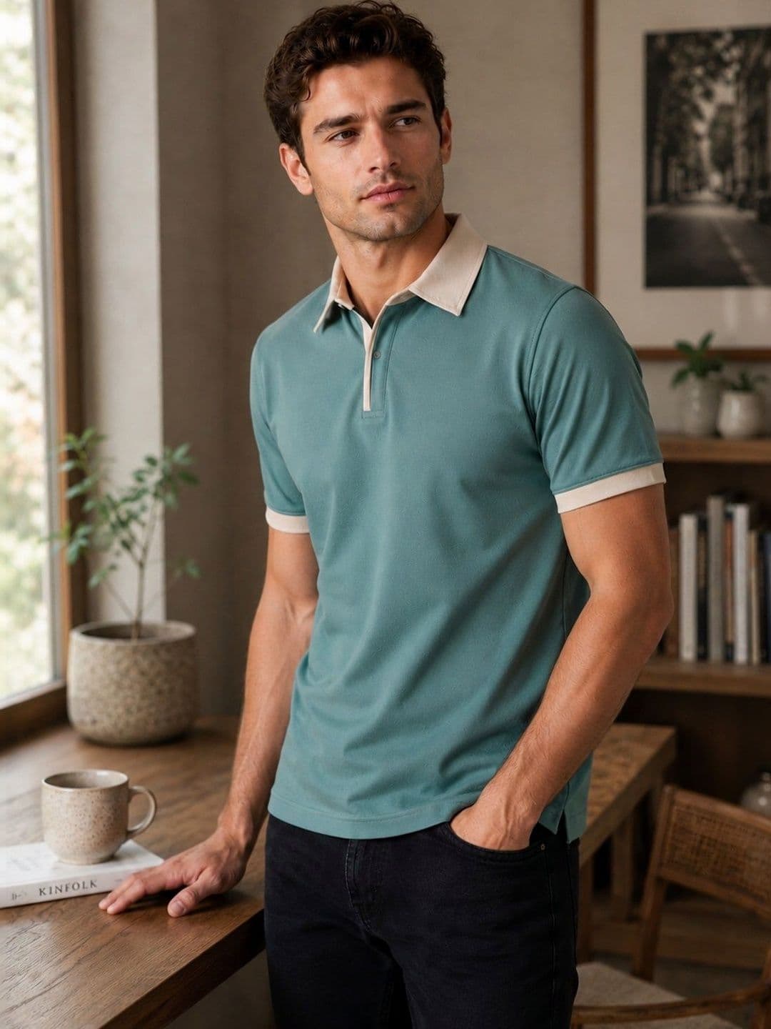 XENOR Men Polo Collar Slim Fit T-shirt - view 1
