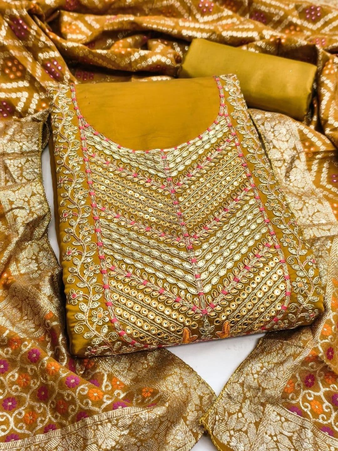 Rangtulika Ethnics Embroidered Unstitched Dress Material - view 1