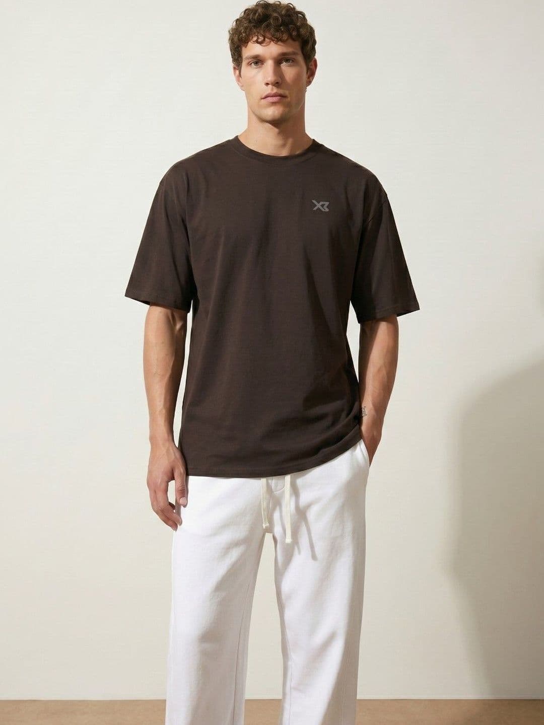 CROSS BENCH Men Brand Logo Printed Drop-Shoulder Sleeves T-shirt - view 1