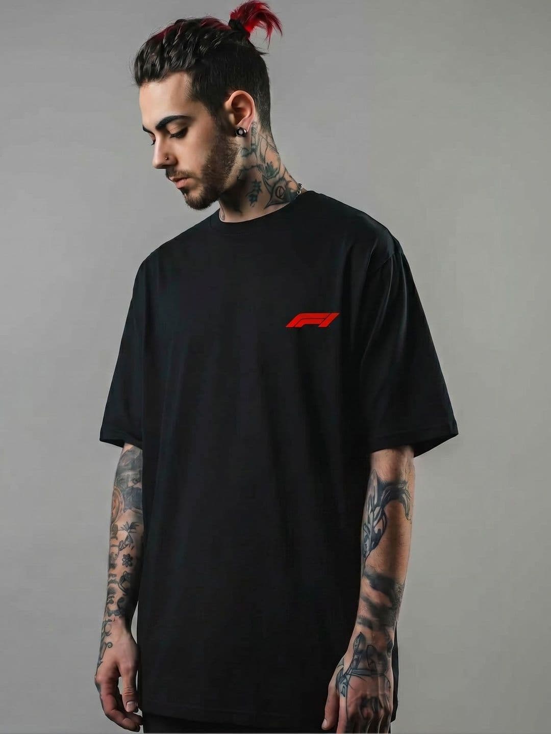 Getsetwear Men Rapid-Dry Graphic Printed Round Neck Cotton Oversized T-shirt - view 1