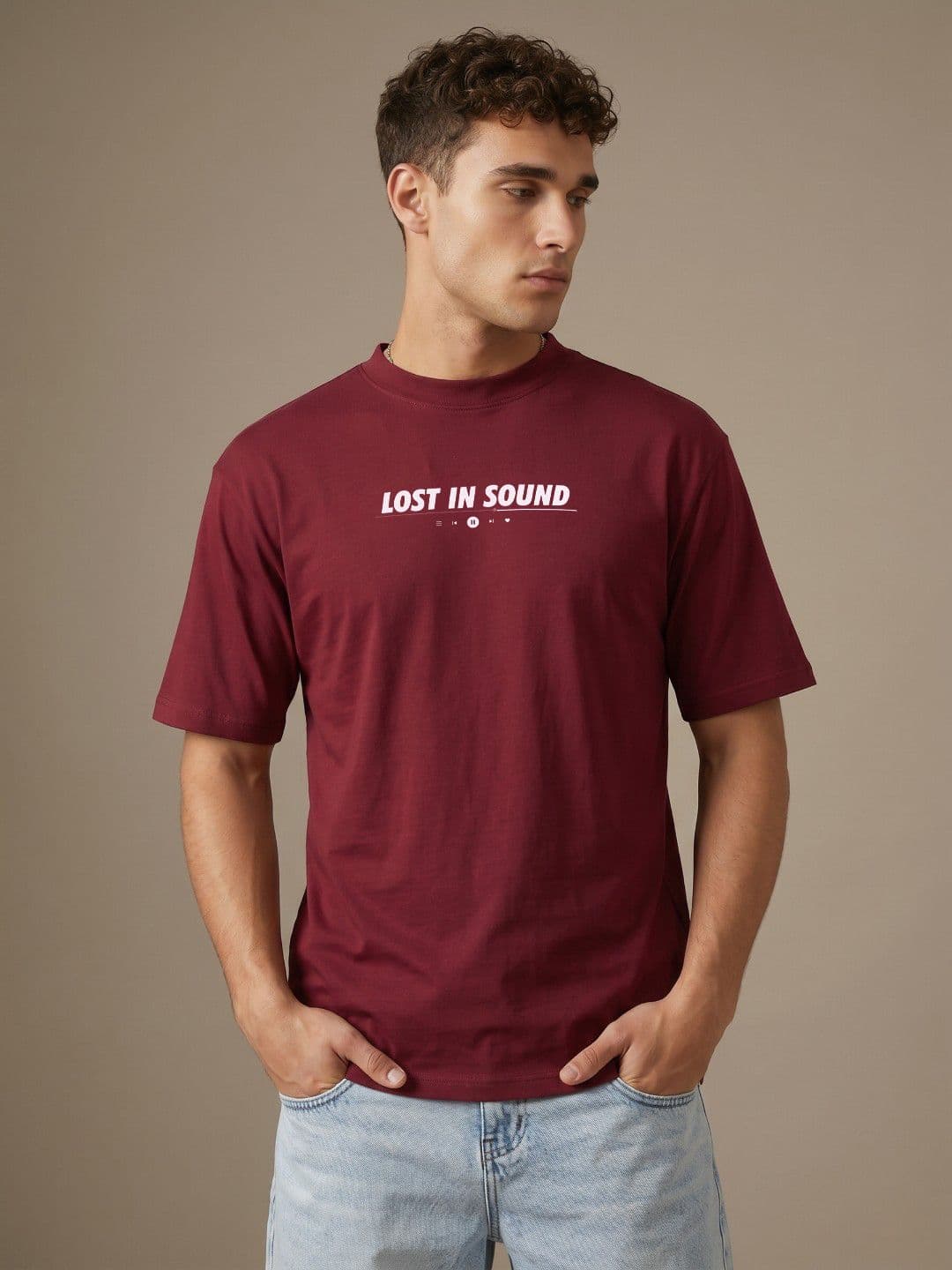 glitchez Round Neck Relaxed Fit Typography Print T-shirt - view 1