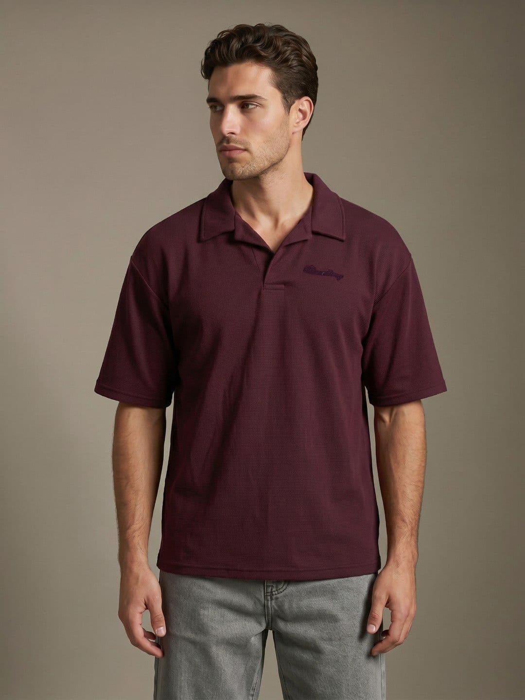 glitchez Men Polo Collar Oversized Fit T-shirt - view 1