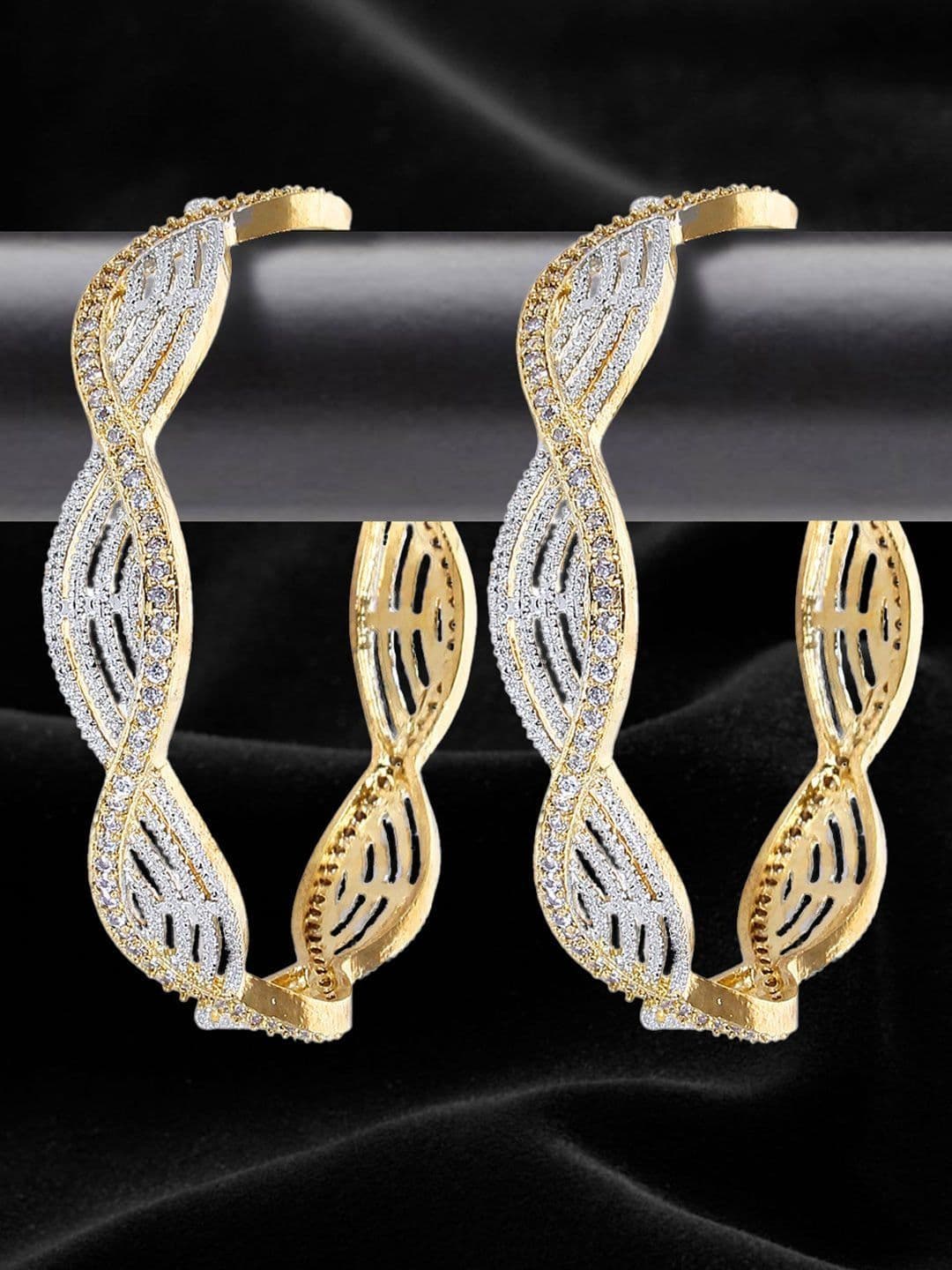 YouBella Set Of 2 Gold-Plated & AD Stone-Studded Bangles - view 1