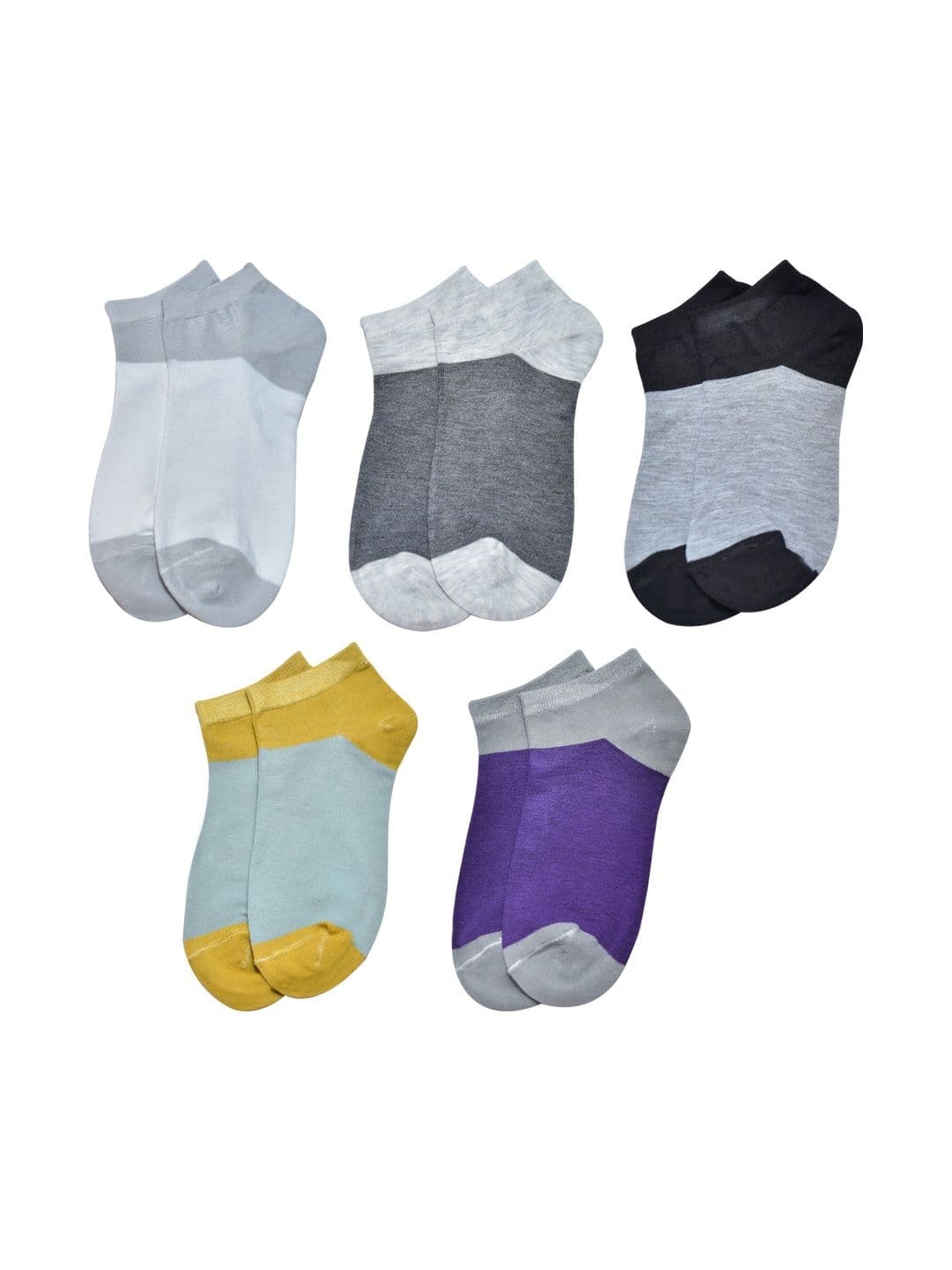 GARUN Unisex Pack of 5 Cotton Colourblocked Ankle Length Socks - view 1