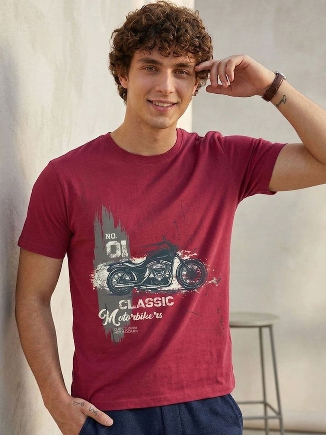 The Roadster Lifestyle Co Printed Cotton T-shirt - view 1