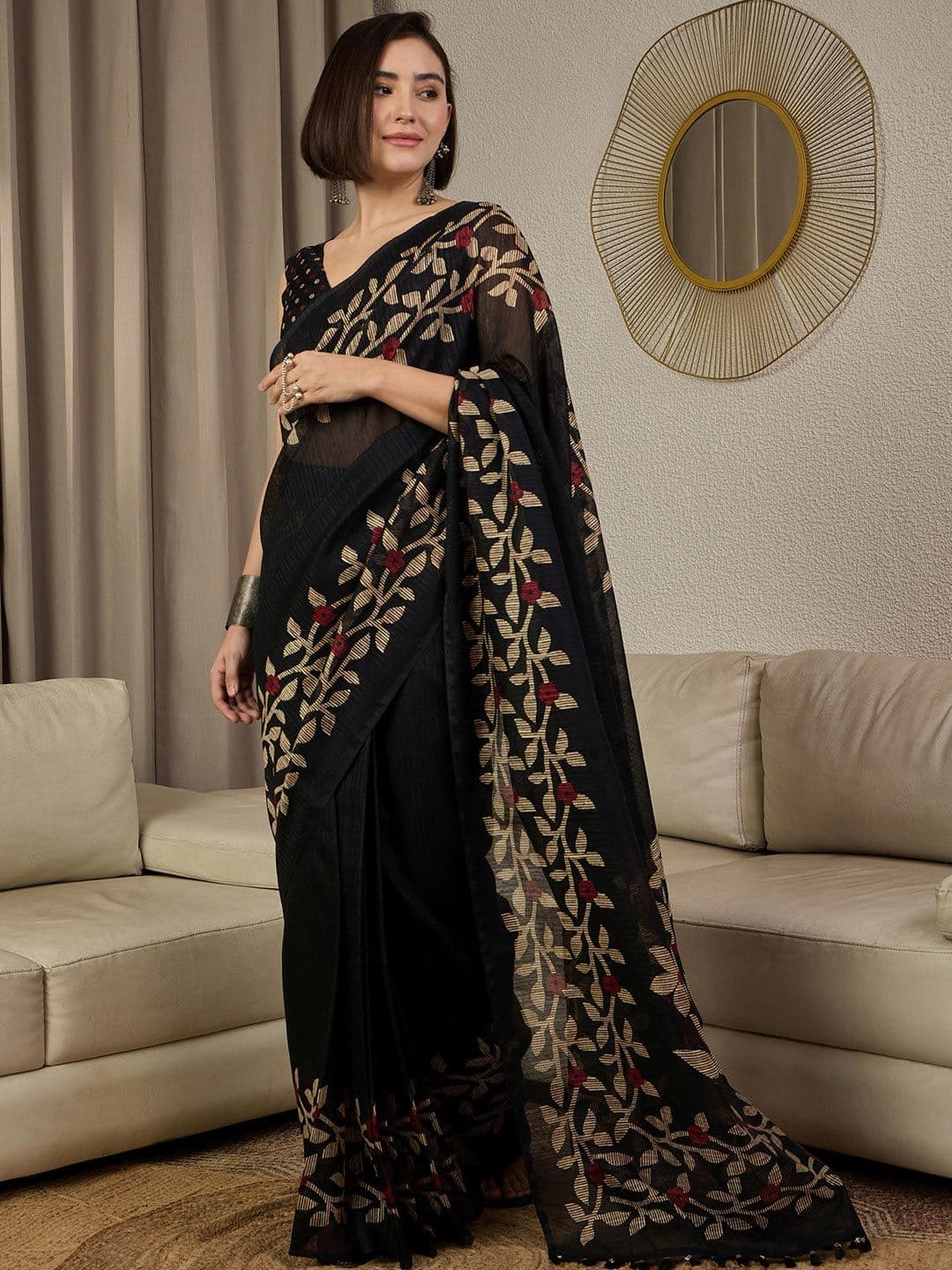 Anouk Rustic Floral Ready to wear Block Print Ready to wear Saree - view 1