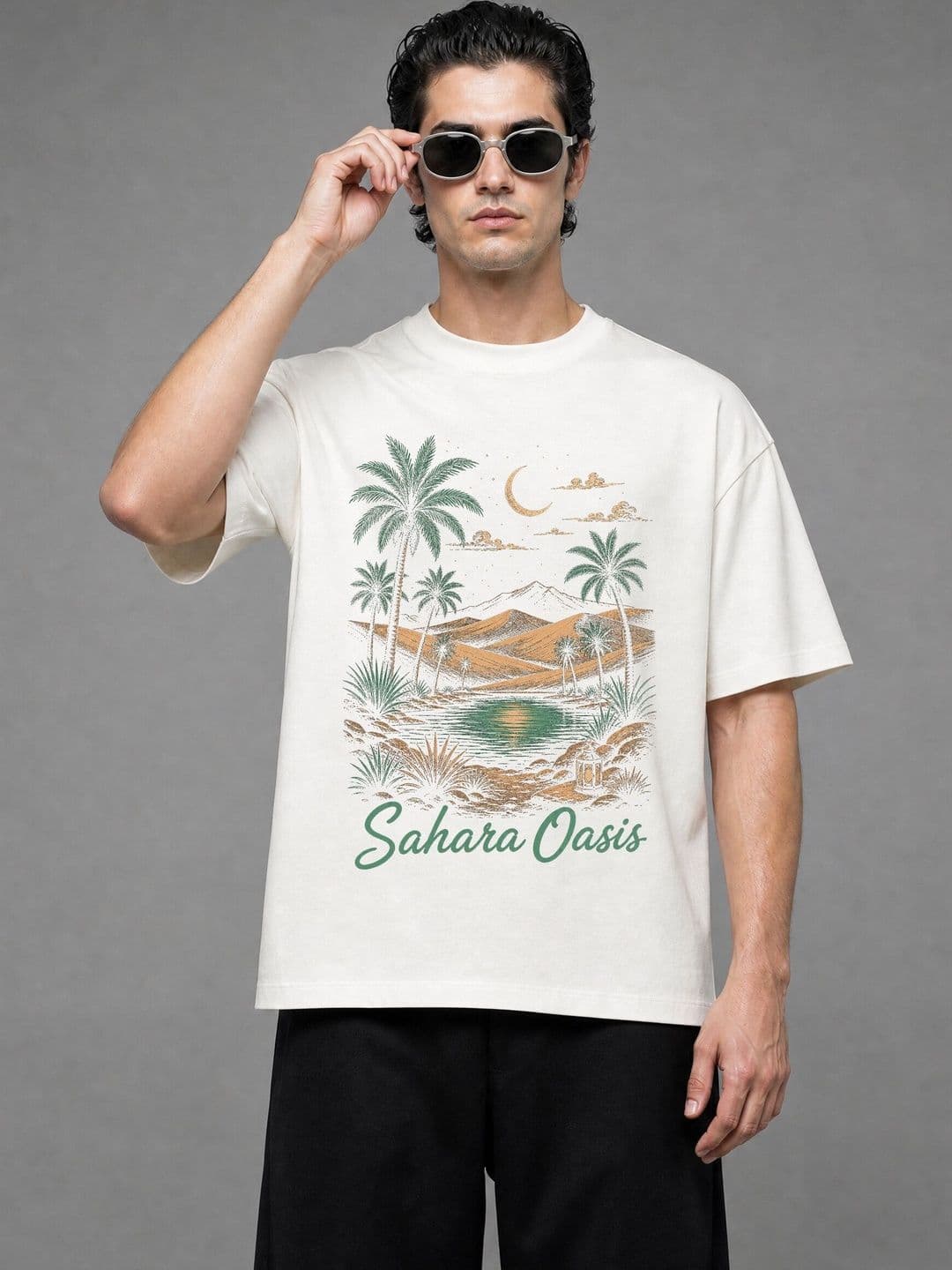 FARDA Unisex Printed Drop-Shoulder Sleeves T-shirt - view 1