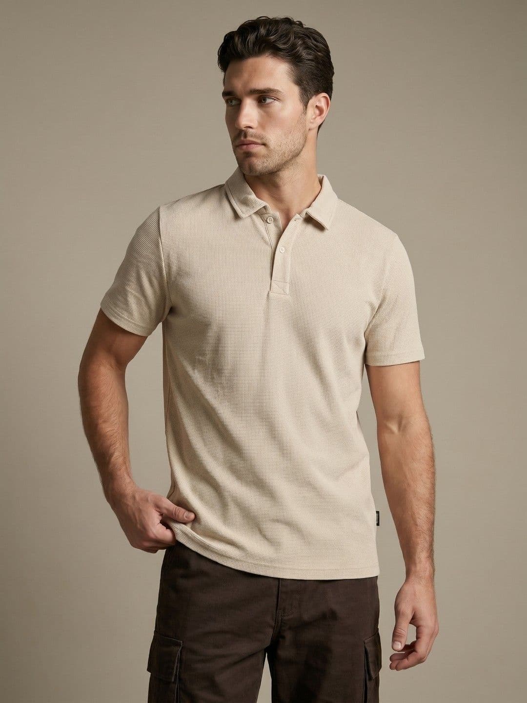 glitchez Textured Polo Collar T-shirt - view 1