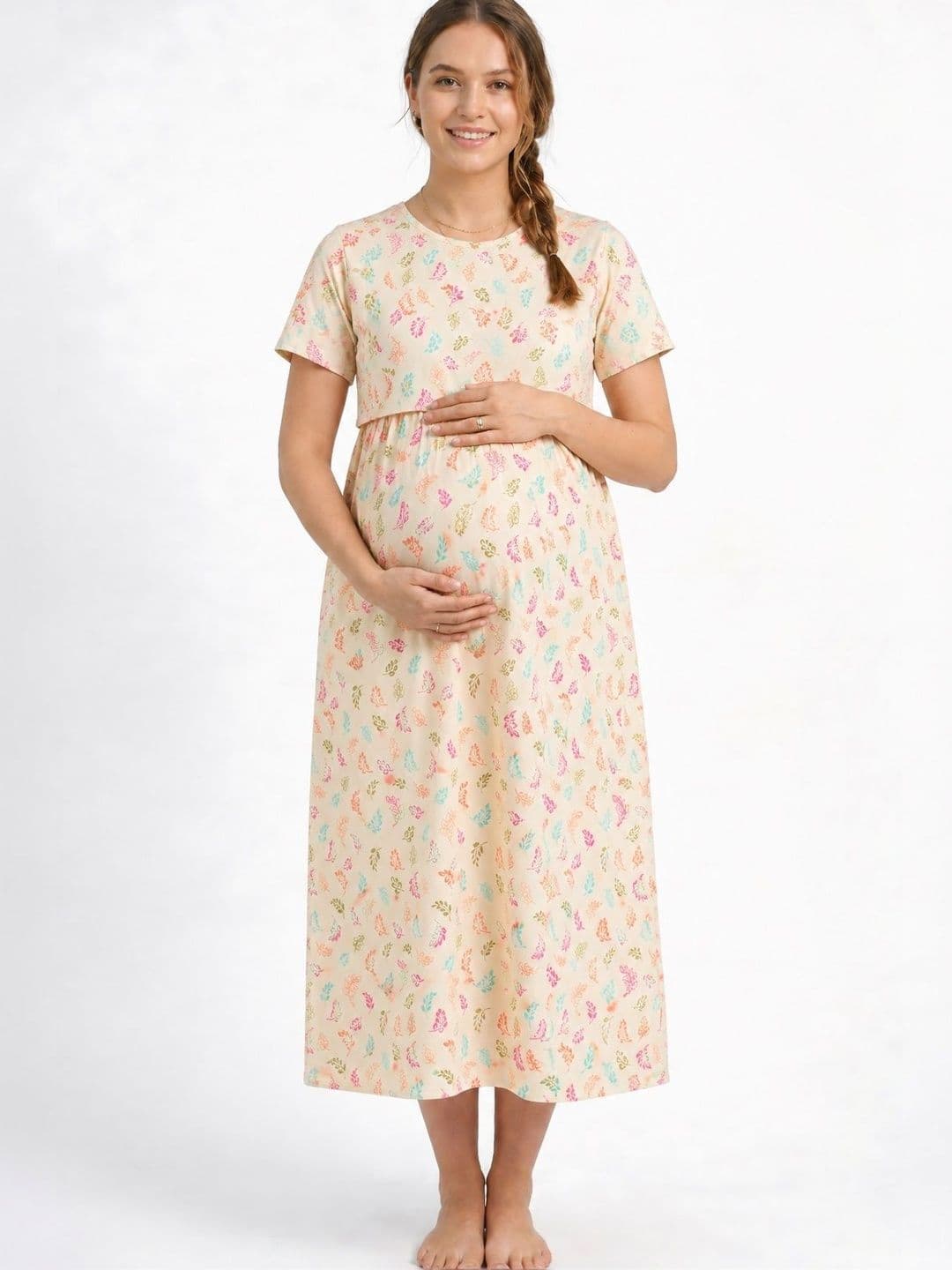 BAESD Women Printed Cotton Maternity Wear Dress - view 1