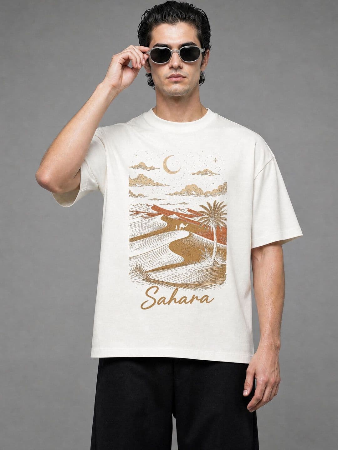 FARDA Unisex Printed Drop-Shoulder Sleeves T-shirt - view 1