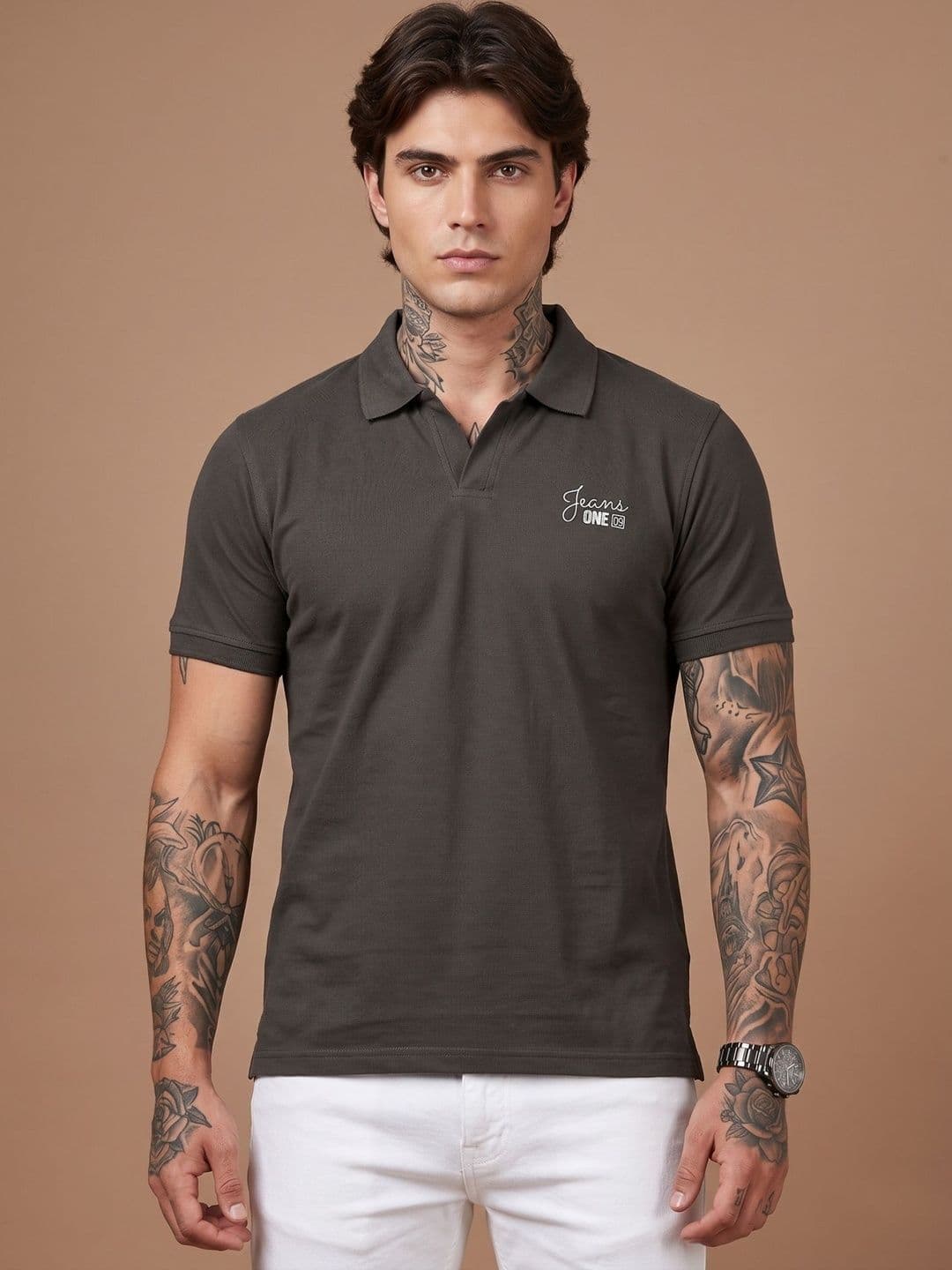 SANDPIPER Brand Logo Polo Collar Cotton T-shirt - view 1