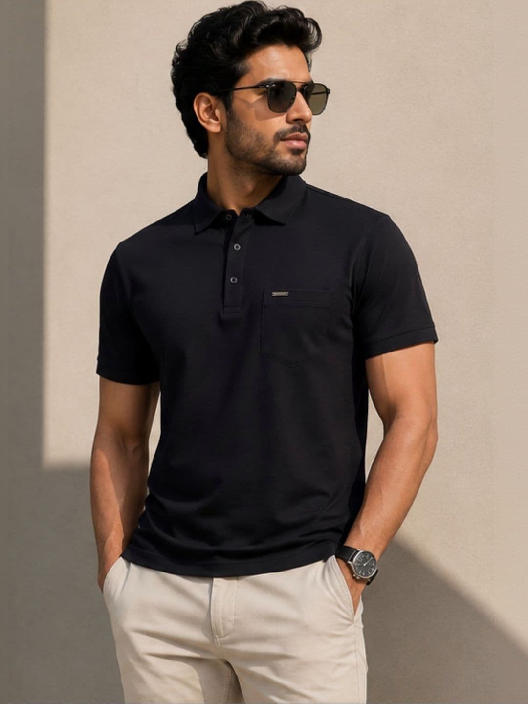 Parcel Yard Men Polo Collar Pockets T-shirt - view 1