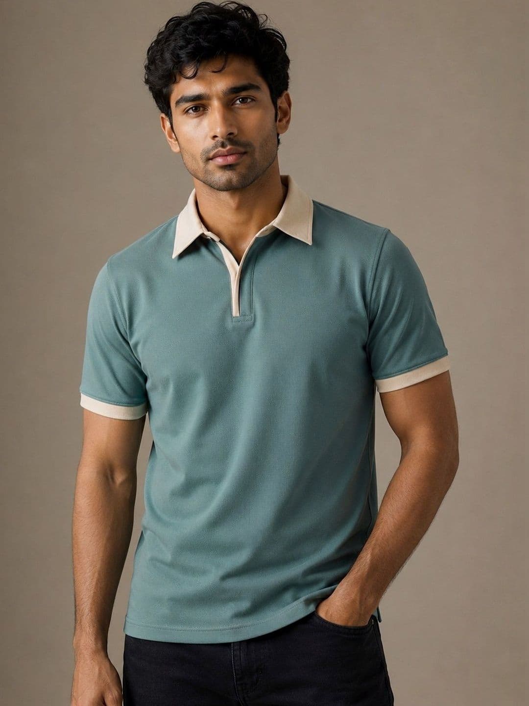 SZN Men Colourblocked Polo Collar Slim Fit T-shirt - view 1