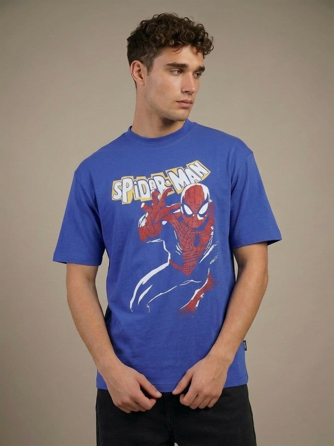 glitchez Relaxed Fit Spider Man Printed T-shirt - view 1