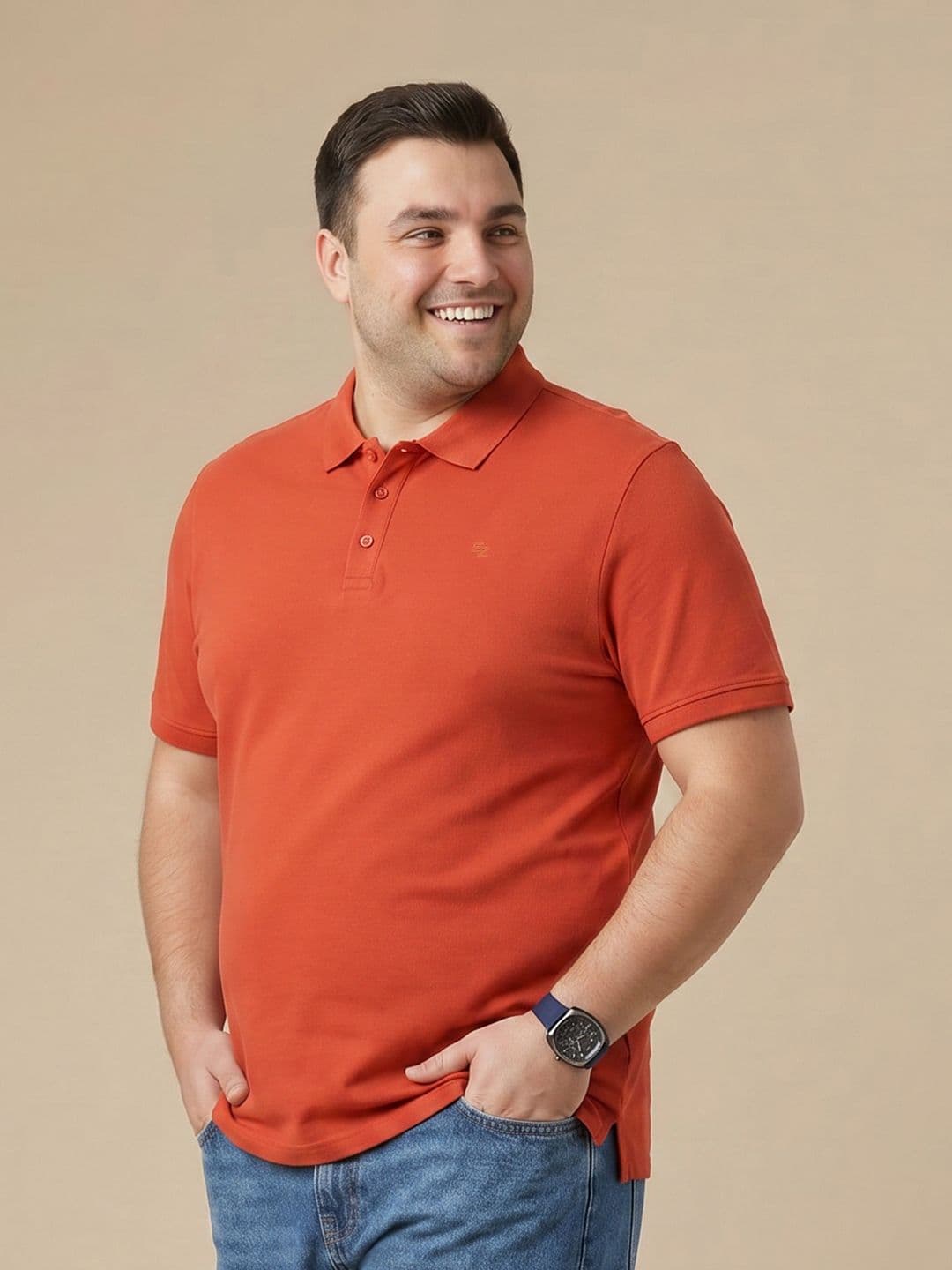 Sztori Plus Size Polo Collar Pure Cotton T-shirt - view 1