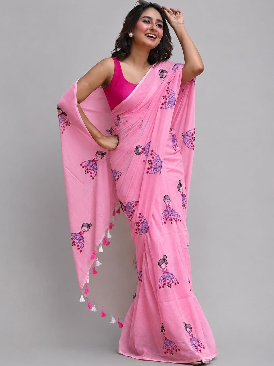 ACHOL Embroidered Pure Cotton Saree - view 1